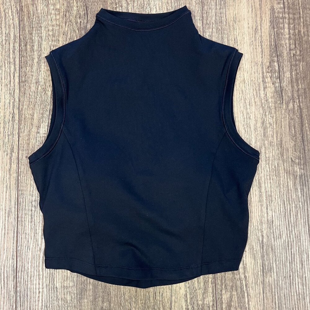 High neck crop tank - Black